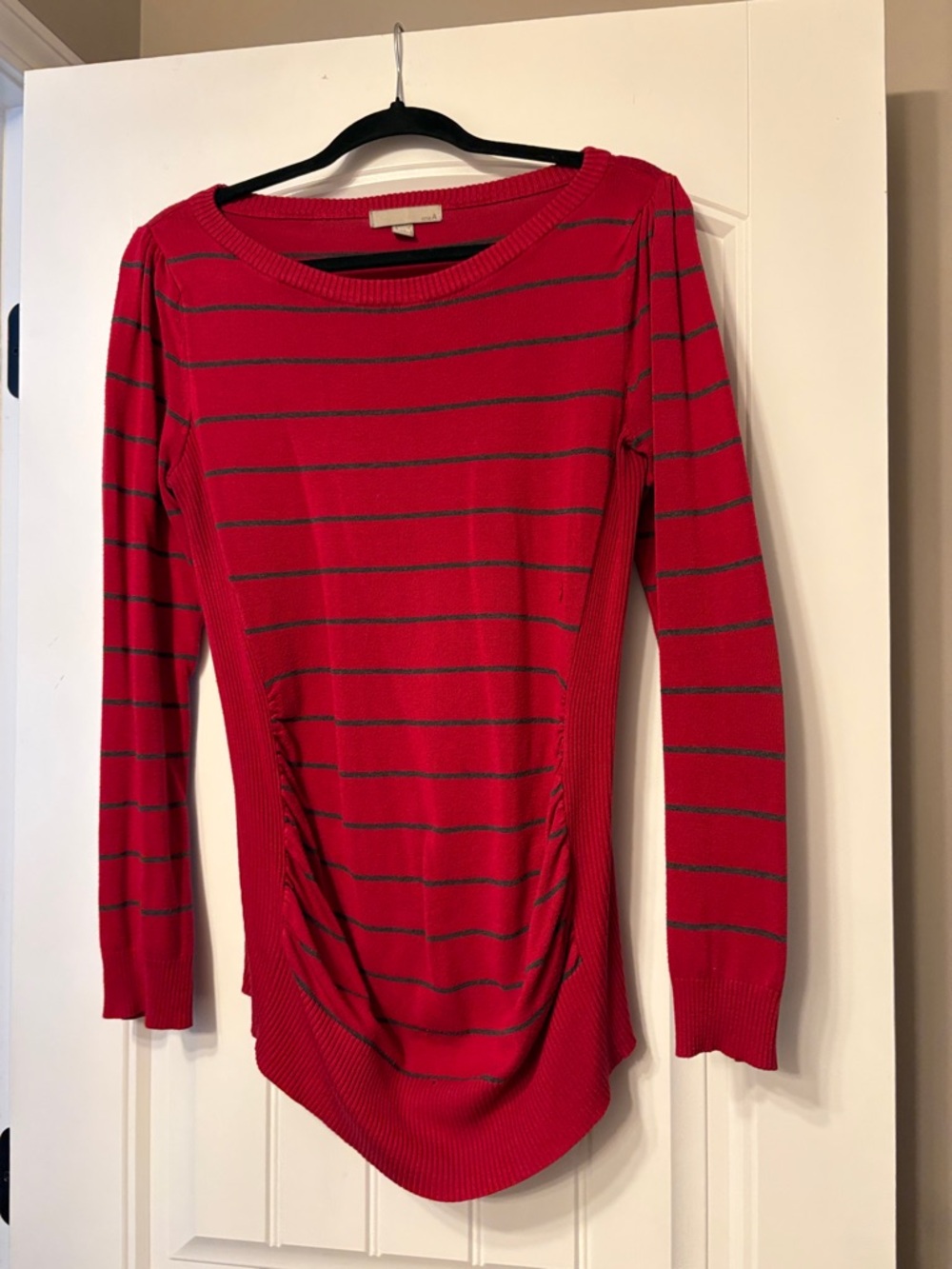 One A Red Striped Long Sleeve Knit Top